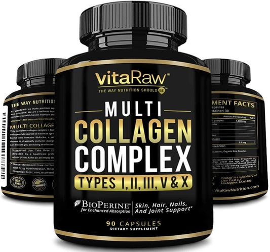 1800mg Multi Collagen Supplements for Hair, Skin & Joints - Grass Fed Hydrolyzed Protein Powder for Men & Women - Non GMO Peptides Pills - Types I, II, III, V & X - BoostGo Australia