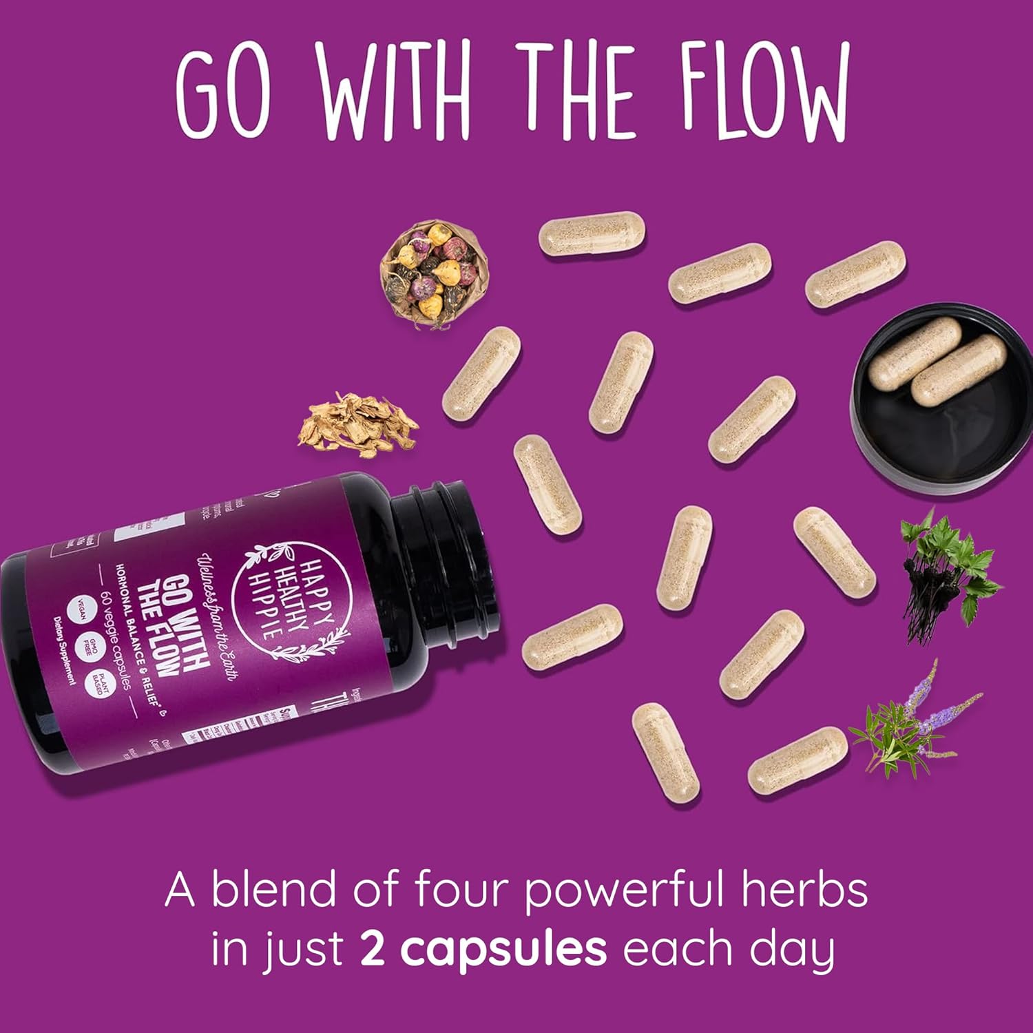 180ct Happy Healthy Hippie Go with The Flow Menopause Support & Hormone Balance for Women