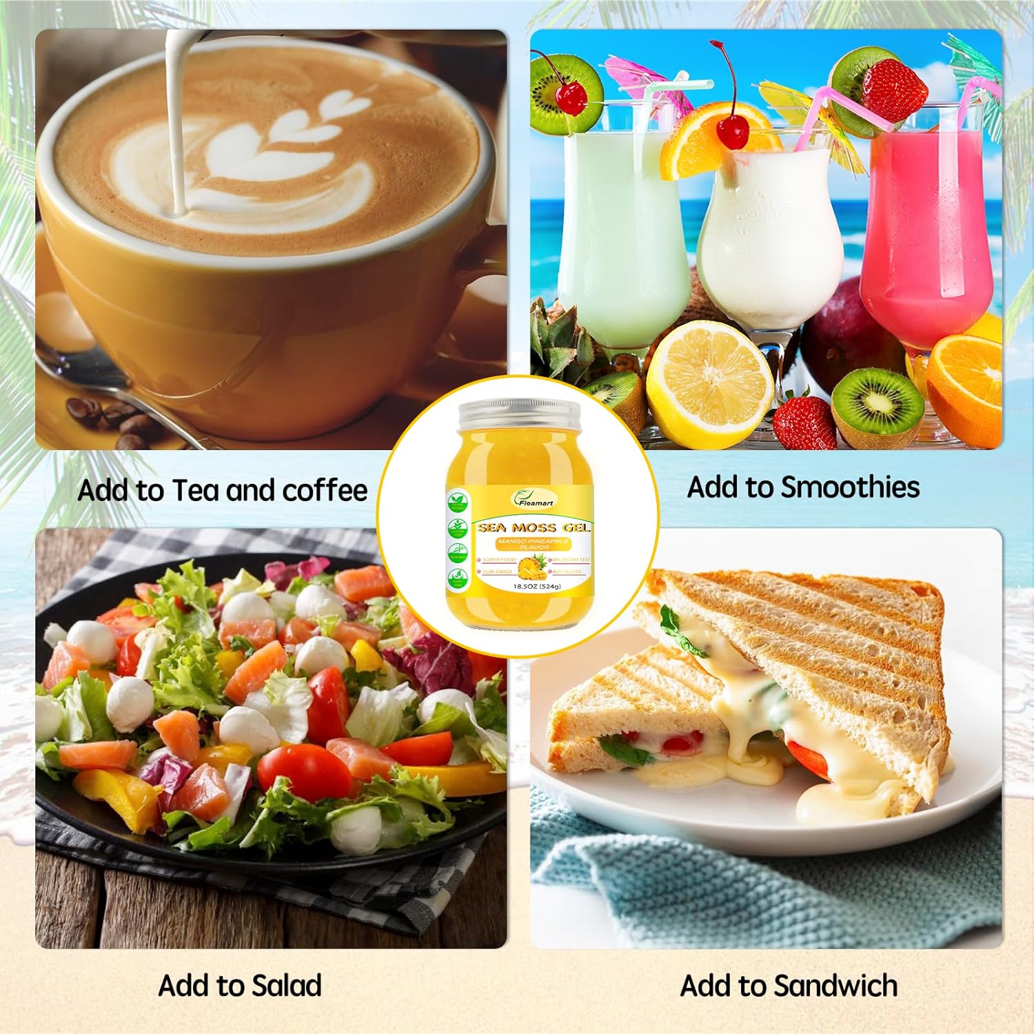 18.5OZ Organic Raw Irish Wildcrafted Sea Moss Gel with Mango Pineapple Flavor - Vegan Superfood Rich in Vitamins & Minerals