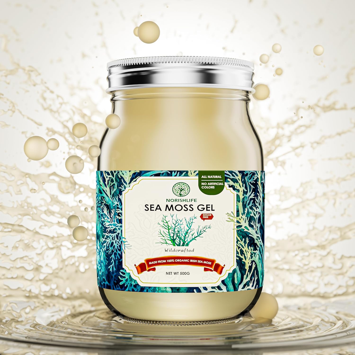 18OZ NourishLife Wildcrafted Irish Sea Moss Gel with 102 Minerals, Proteins & Vitamins - Raw Seamoss Gel Nutritional Supplement