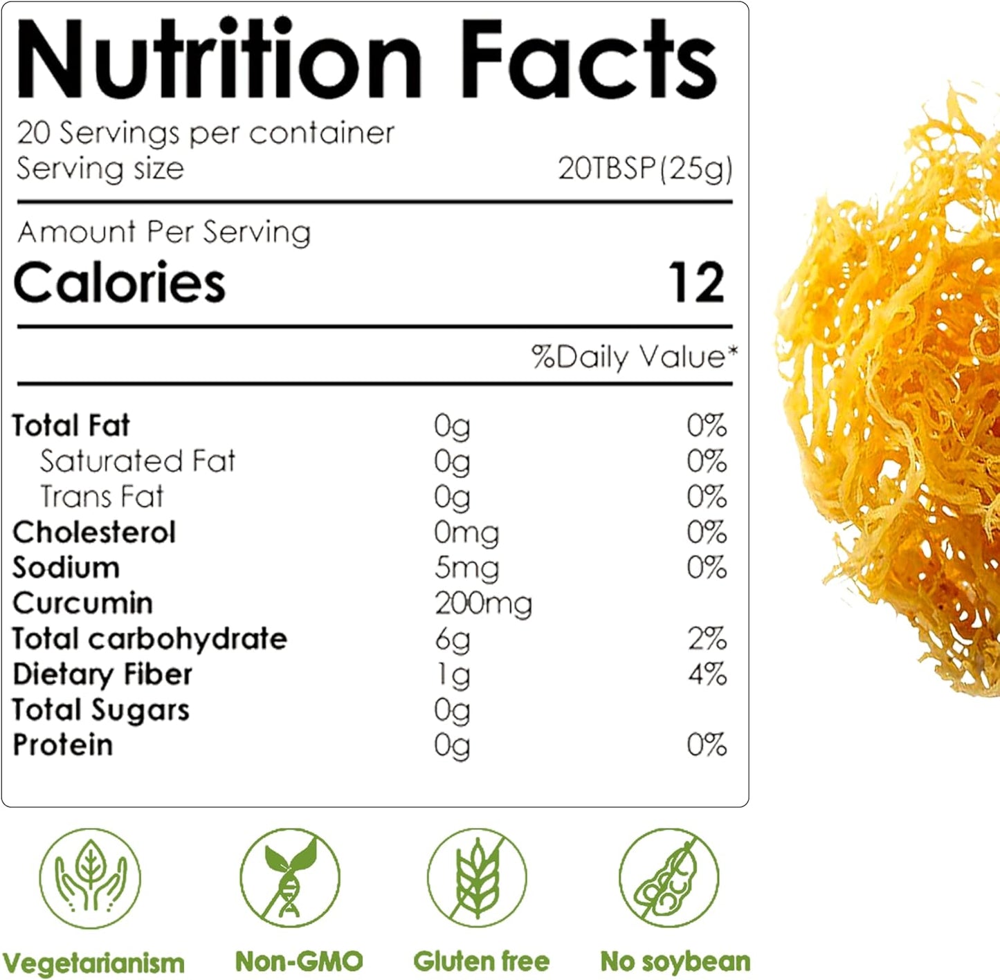 18OZ NourishLife Wildcrafted Irish Sea Moss Gel with 102 Minerals, Proteins & Vitamins - Raw Seamoss Gel Nutritional Supplement