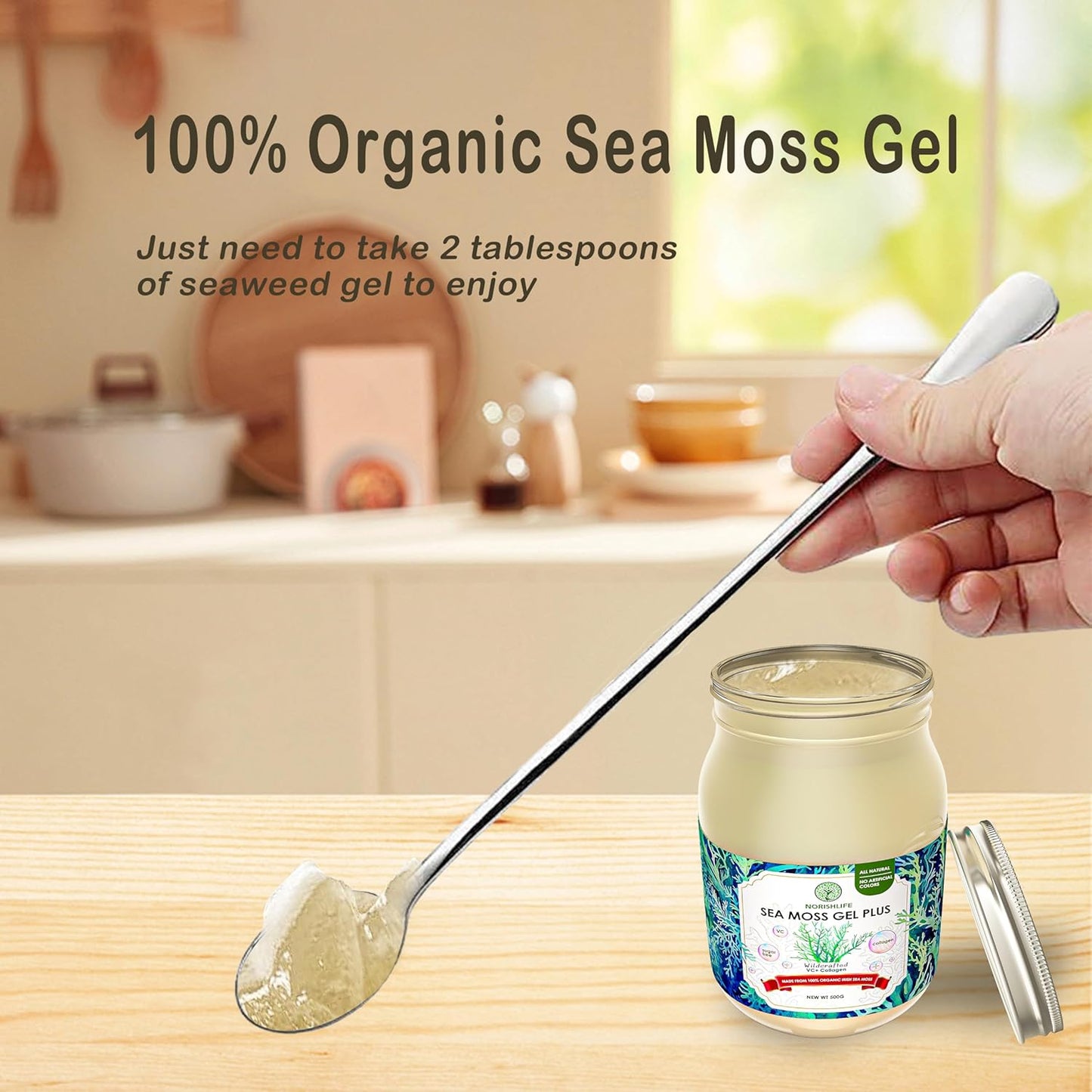 18OZ NourishLife Wildcrafted Irish Sea Moss Gel with 102 Minerals, Proteins & Vitamins - Raw Seamoss Gel Nutritional Supplement