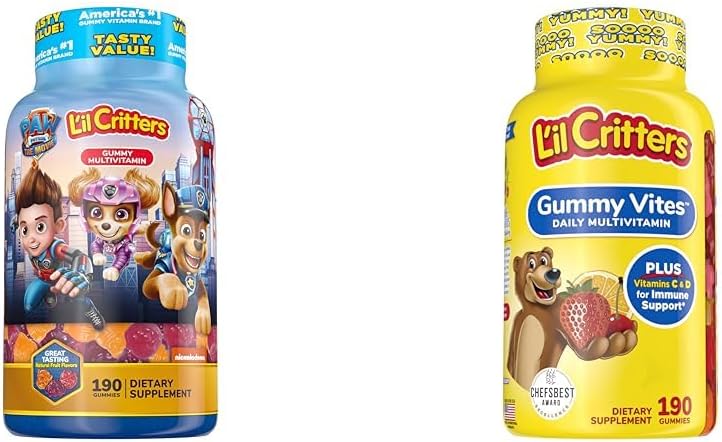 190 Count Lil Critters Paw Patrol & Gummy Vites Kids Multivitamin Gummies - Cherry, Strawberry, Orange, Pineapple, Blueberry