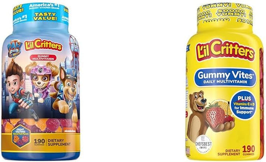 190 Count Lil Critters Paw Patrol & Gummy Vites Kids Multivitamin Gummies - Cherry, Strawberry, Orange, Pineapple, Blueberry