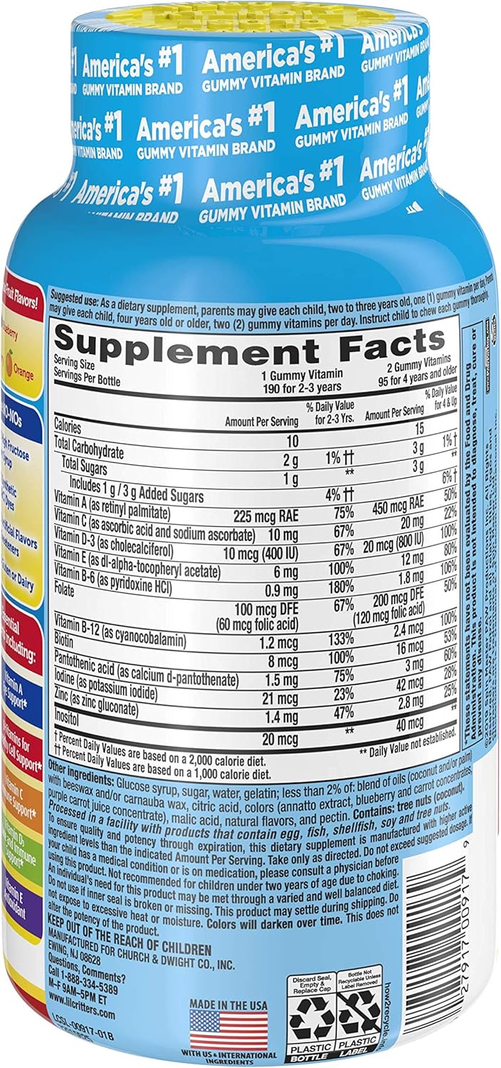 190 Count Lil Critters Paw Patrol & Gummy Vites Kids Multivitamin Gummies - Cherry, Strawberry, Orange, Pineapple, Blueberry