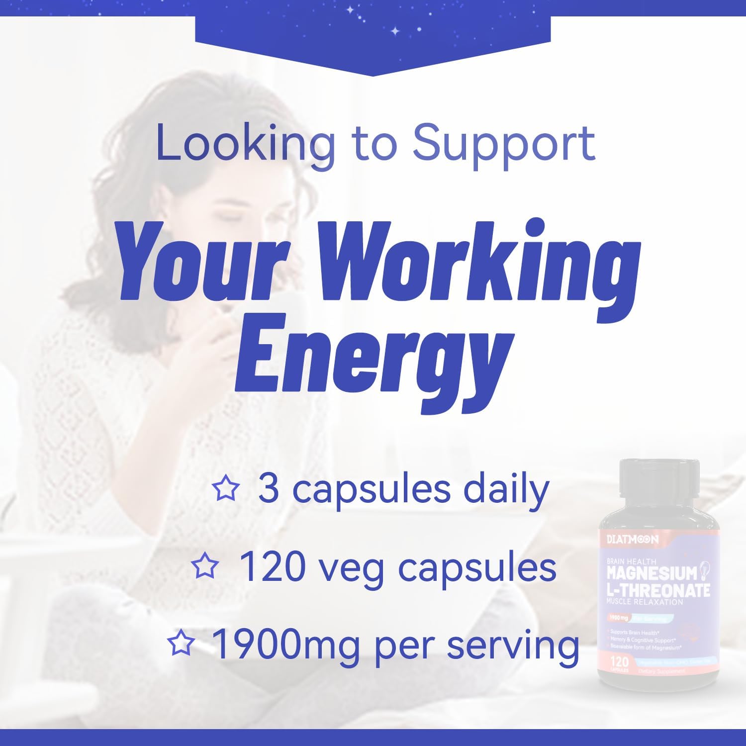 1900mg Magnesium L-Threonine Capsules - Non GMO & Gluten Free Supplement - 240 Veg Capsules