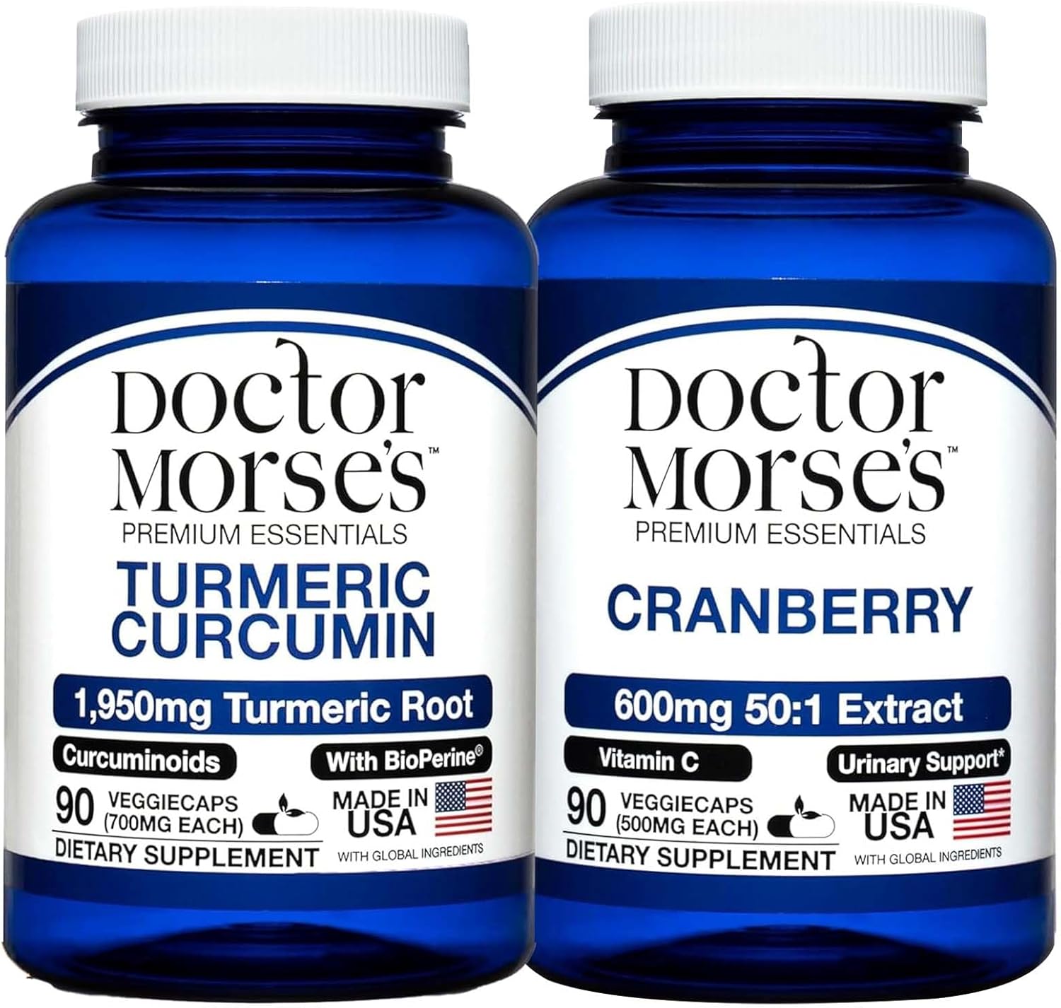 1950mg Turmeric Curcumin & 30000mg Cranberry Bundle for Joint, Urinary Tract, and Immune Support - with BioPerine, Vitamin C - 90 Capsules - BoostGo Australia