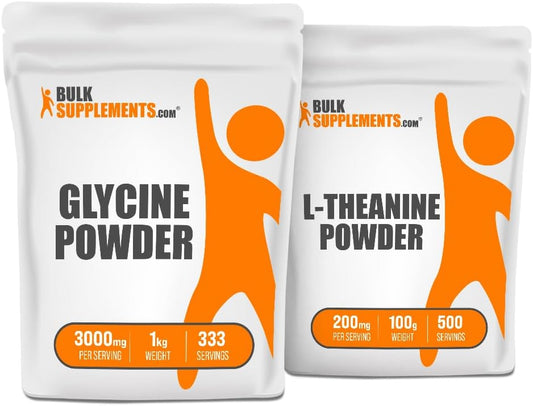 1kg BulkSupplements Glycine + 100g L-Theanine Combo Pack for Stress Relief and Sleep Support