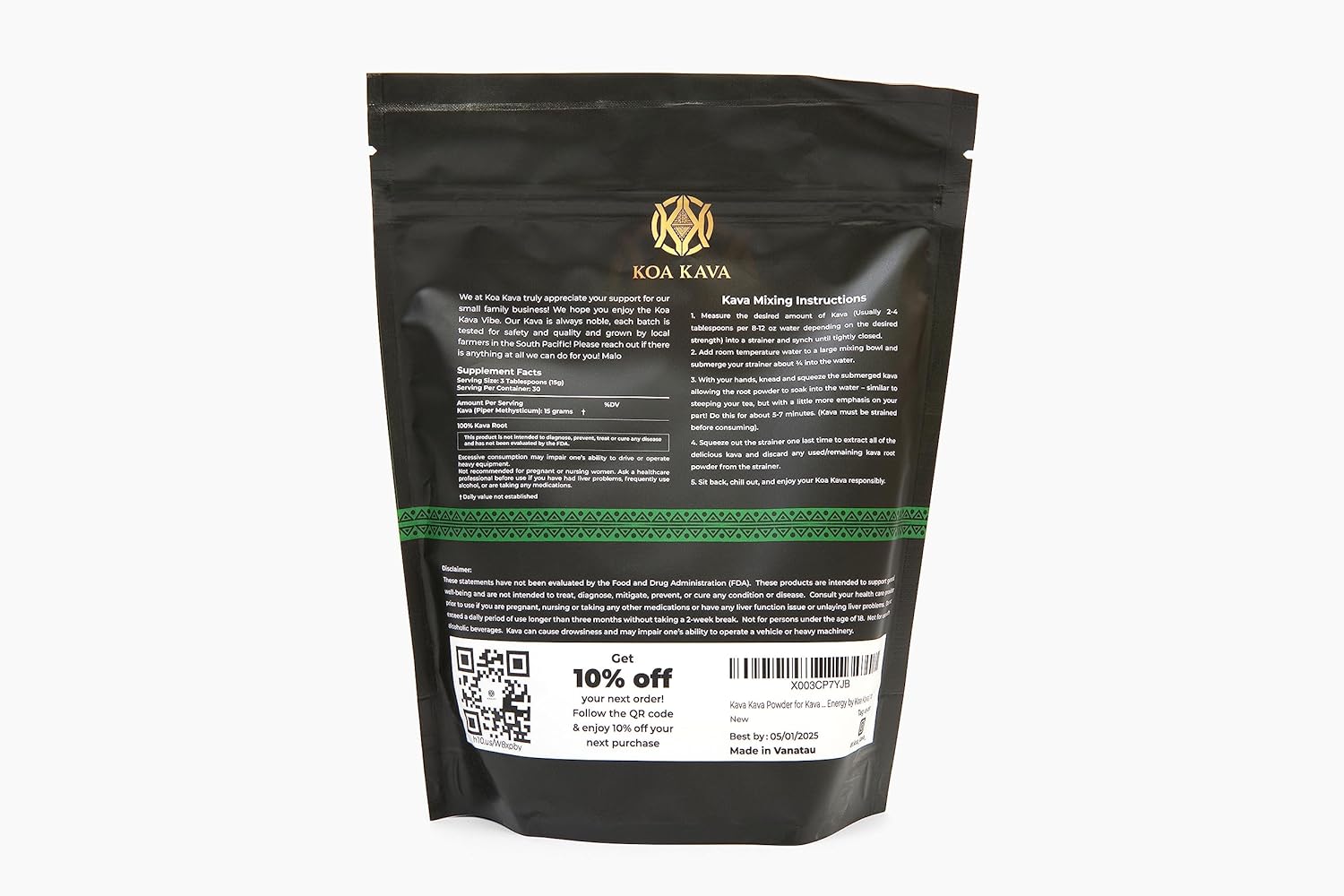 1kg Premium Vanuatu Koa Kava Kava Powder: Noble Waka Kava Tea for Authentic Relaxation - Made from Lateral Roots