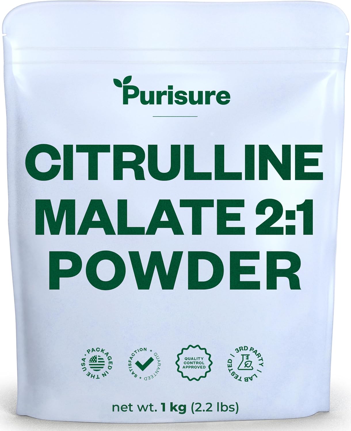 1kg Purisure Citrulline Malate 2:1 Powder - Boost Strength, Performance, and Energy with L-Arginine and L-Citrulline Pre-Workout Supplement - 334 Servings