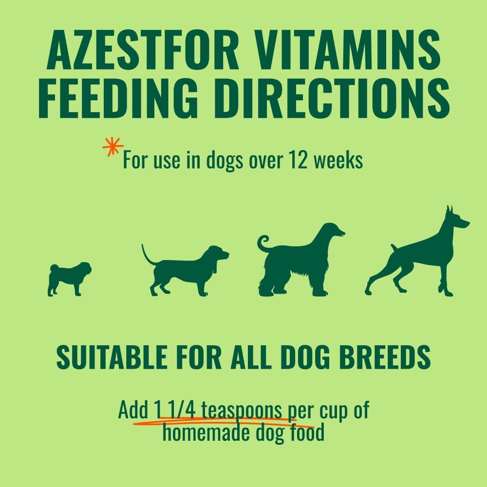 1lb Azestfor Veggie Flavor Dog Vitamins & Minerals Powder Supplement for Raw & Homemade Food