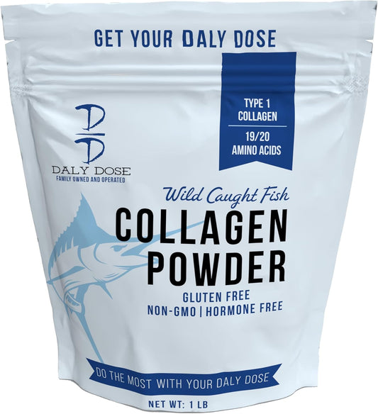 1lb Bag of Daly Dose Tilapia Fish Collagen Powder - 37 Servings, 12g Protein - Gluten Free, Keto & Paleo Friendly, No Sugar, Non-Irradiated