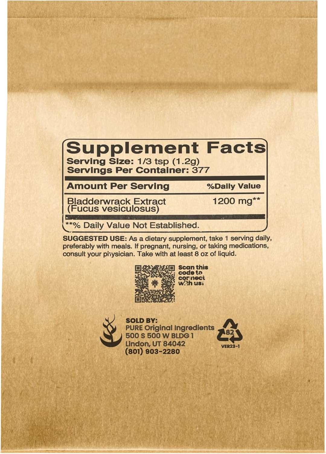 1lb Bladderwrack Powder with Pure Fucus Vesiculosus Ingredients - Herbal Supplement