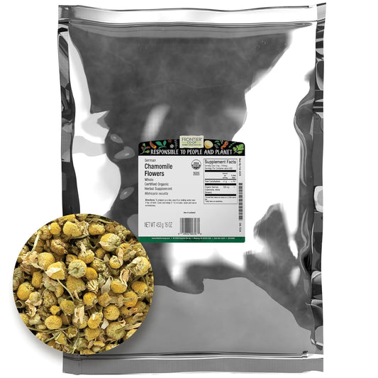 1lb Frontier Co-op Organic Whole Chamomile Flowers for Herbal Tea and Aromatherapy