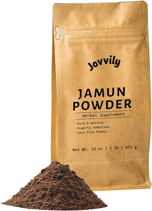 1lb Jovvily Jamun Powder made from Eugenia Jambolana Seeds - Pure & Natural Java Plum Powder