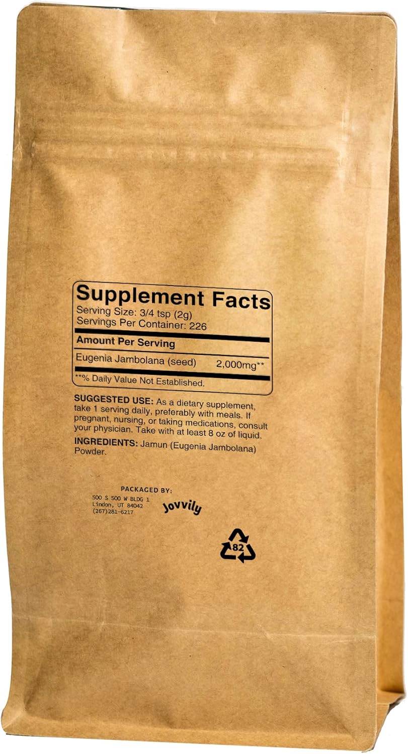 1lb Jovvily Jamun Powder made from Eugenia Jambolana Seeds - Pure & Natural Java Plum Powder