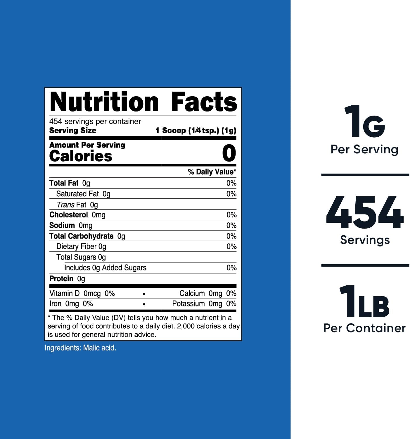1LB Nutricost Malic Acid Powder - Gluten Free, Non-GMO - 454 Grams