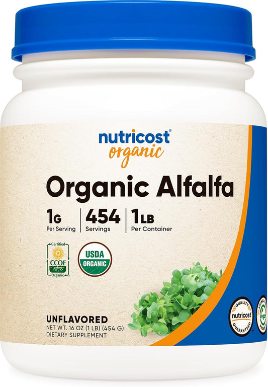 1LB Nutricost Organic Alfalfa Powder - USDA Certified 100% Organic, Vegetarian, Non-GMO, Gluten Free