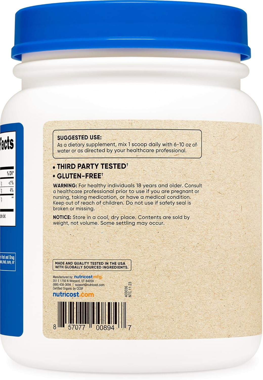 1LB Nutricost Organic Alfalfa Powder - USDA Certified 100% Organic, Vegetarian, Non-GMO, Gluten Free