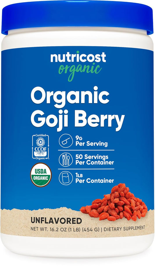 1lb Nutricost Organic Goji Berry Powder - USDA Certified, Gluten-Free, Non-GMO, Vegetarian-Friendly