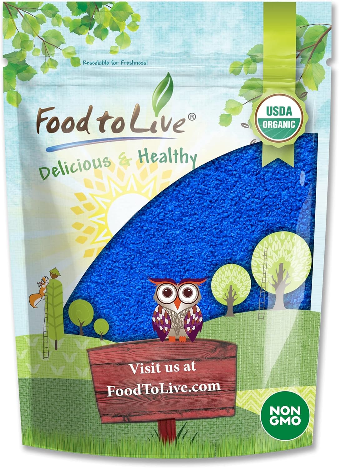 1lb Organic Blue Spirulina Powder - Non-GMO Raw Algae Extract for Juices, Smoothies, Shakes, and Food Coloring - Vegan & Non-Irradiated
