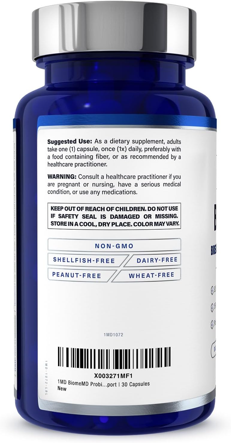 1MD Nutrition BiomeMD Probiotics - 62 Billion CFUs, 15 Strains - Doctor-Formulated for Digestive Health & Immune Support