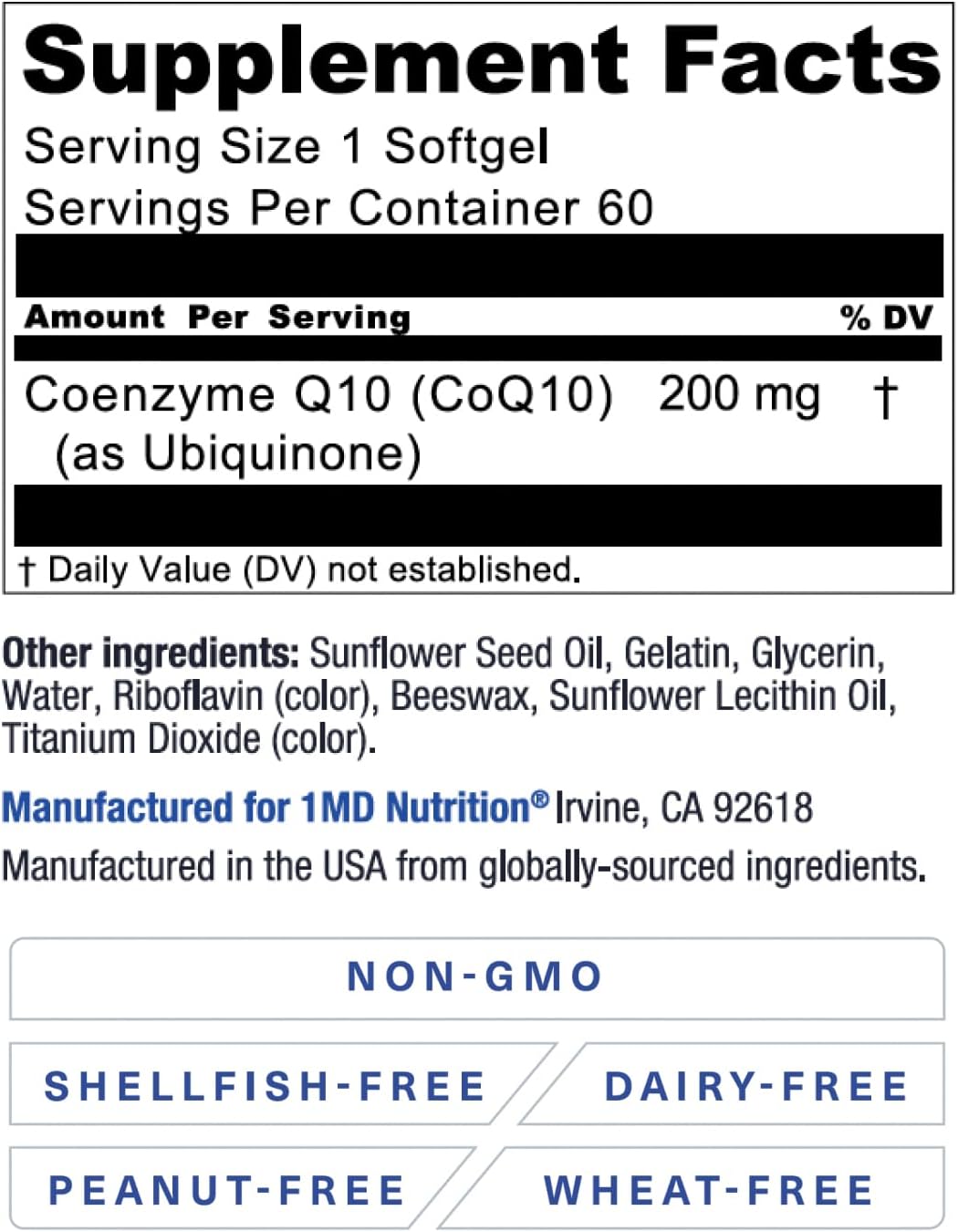 1MD Nutrition CoQ10 Softgels: Heart Health & Energy Support for Men and Women - 120-Day Supply - Coenzyme Q10 Supplement