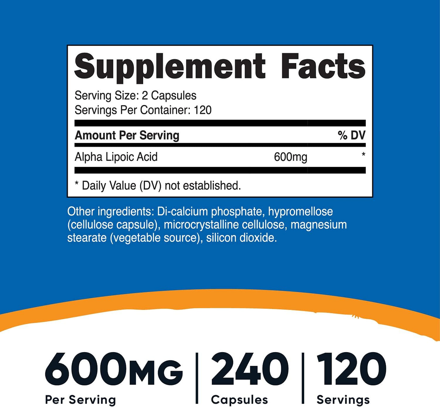 2 Bottles of Nutricost Alpha Lipoic Acid 600mg - 240 Vegetarian Capsules, Gluten Free & Non-GMO - 120 Servings