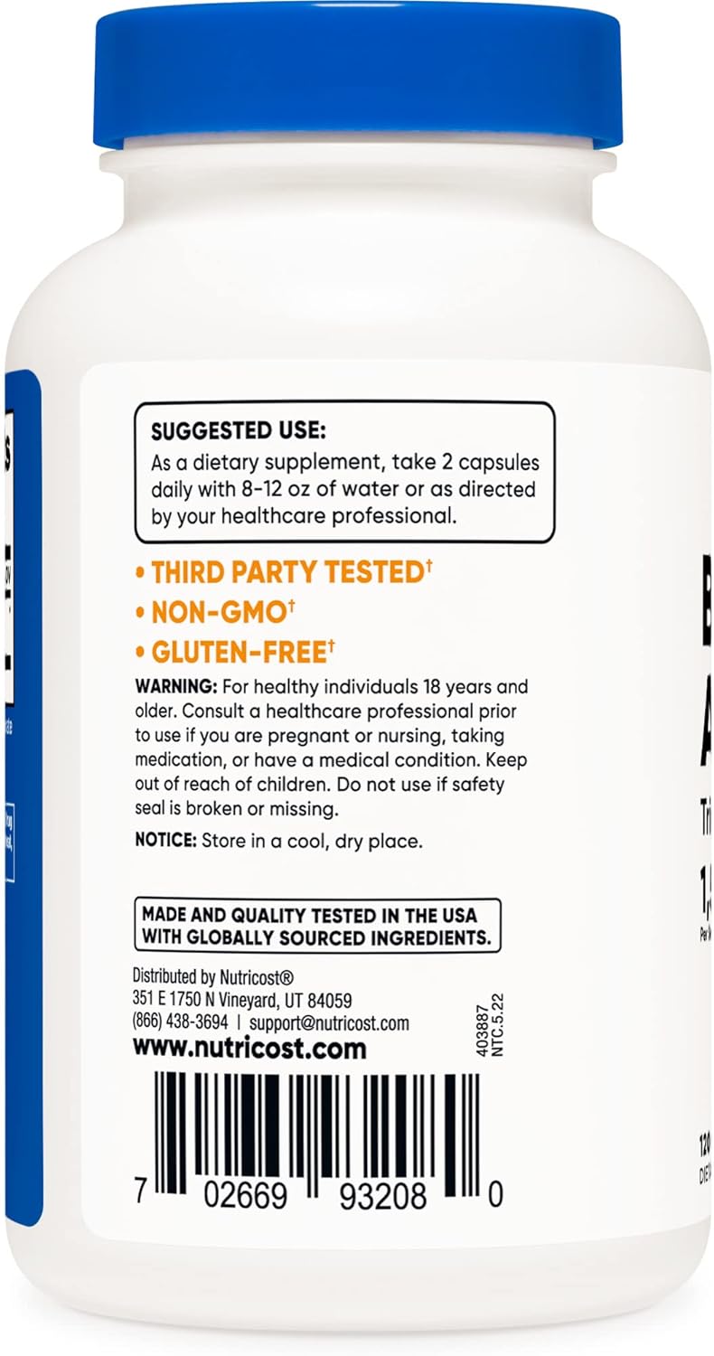 2 Bottles of Nutricost Betaine Anhydrous Caps 1500mg - 60 Servings Each - Total 120 Servings