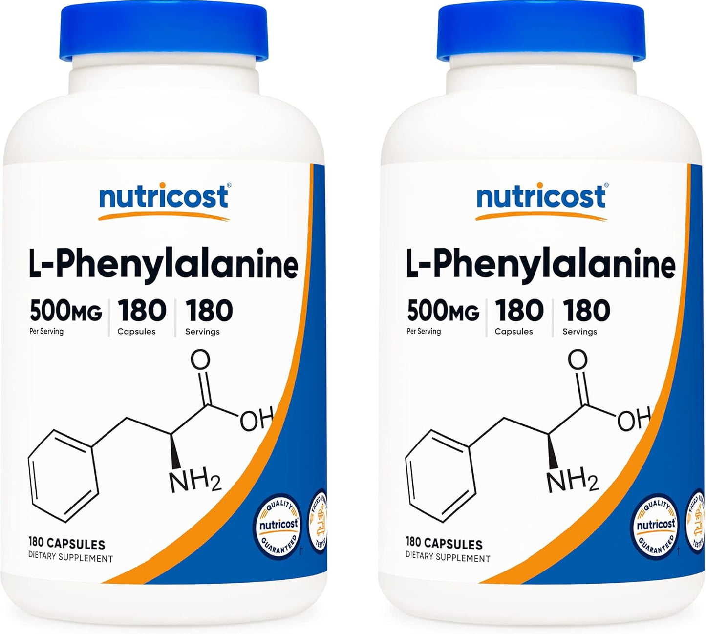 2 Bottles of Nutricost L-Phenylalanine 500mg, Total of 360 Capsules