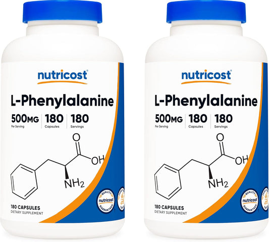 2 Bottles of Nutricost L-Phenylalanine 500mg, Total of 360 Capsules
