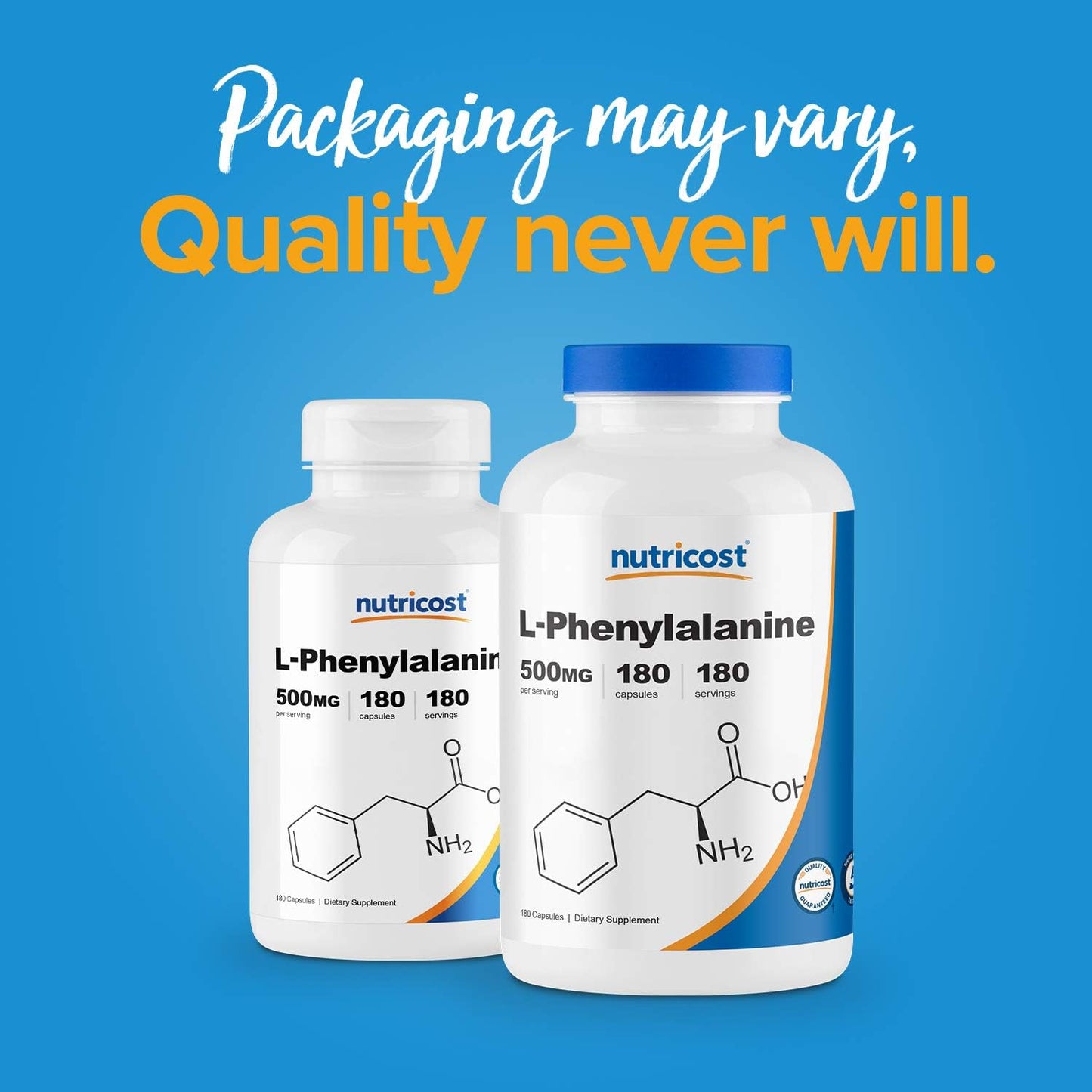 2 Bottles of Nutricost L-Phenylalanine 500mg, Total of 360 Capsules