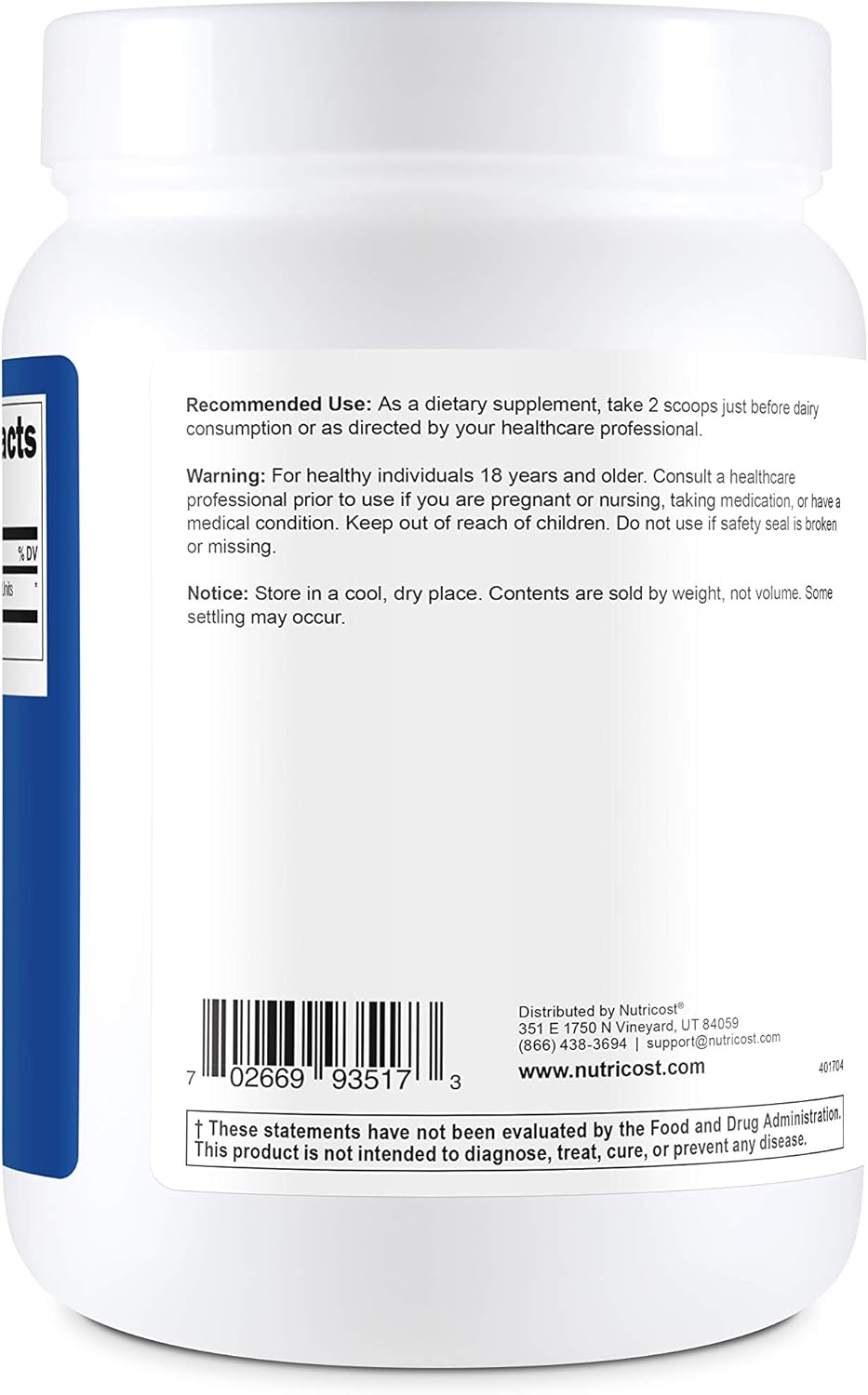 2 Bottles of Nutricost Lactase Powder - 1000 Grams Total - High-Quality Enzyme Supplement