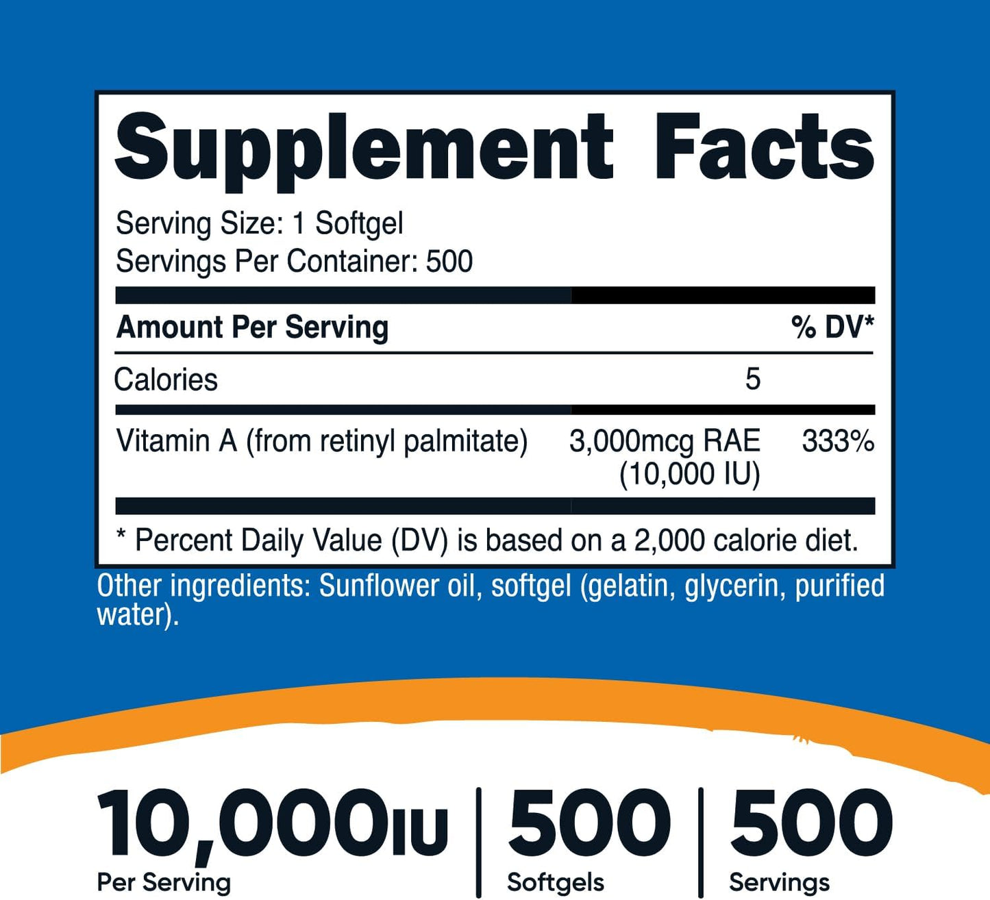 2 Bottles of Nutricost Vitamin A 10,000 IU Softgels - 500 Capsules Total