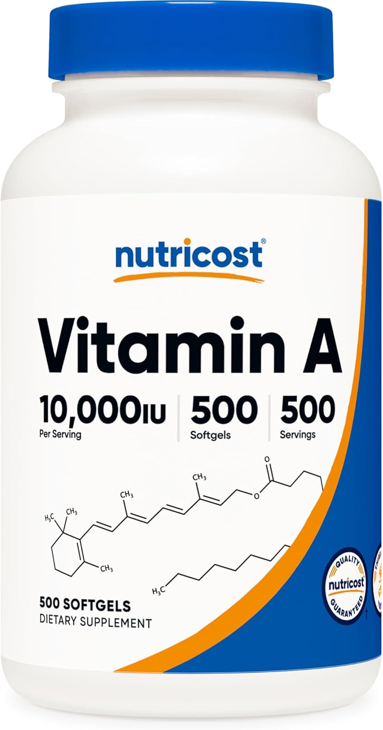 2 Bottles of Nutricost Vitamin A 10,000 IU Softgels - 500 Capsules Total