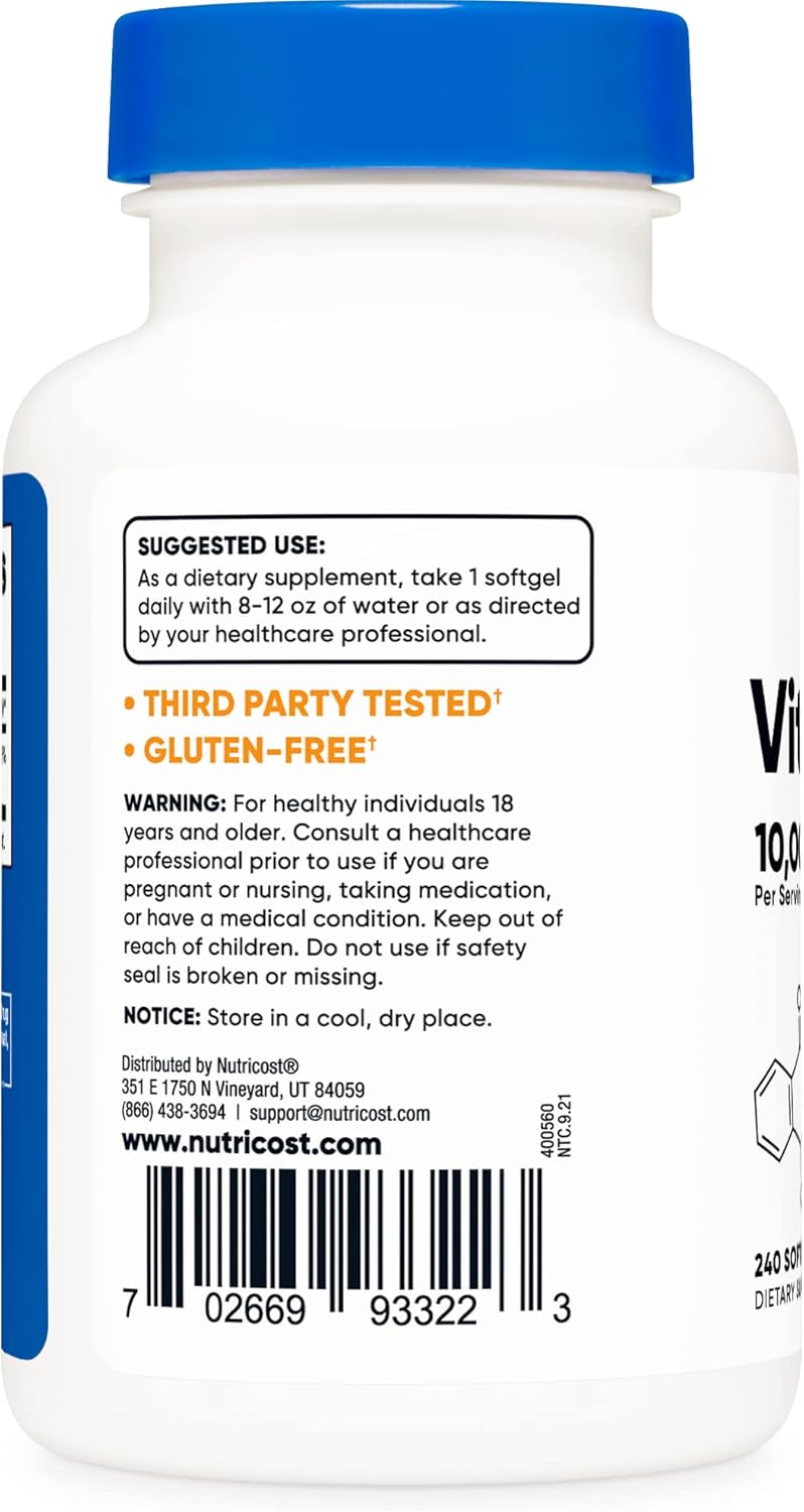 2 Bottles of Nutricost Vitamin D3 10,000 IU, 240 Soft Gel Caps - High Potency Supplement
