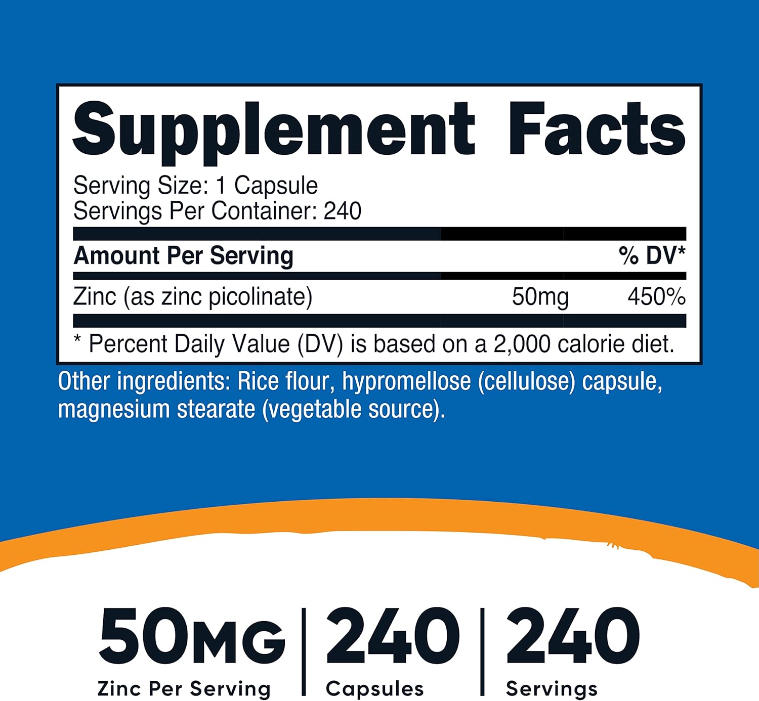 2 Bottles of Nutricost Zinc Picolinate 50mg - 240 Vegetarian Capsules, Gluten Free & Non-GMO