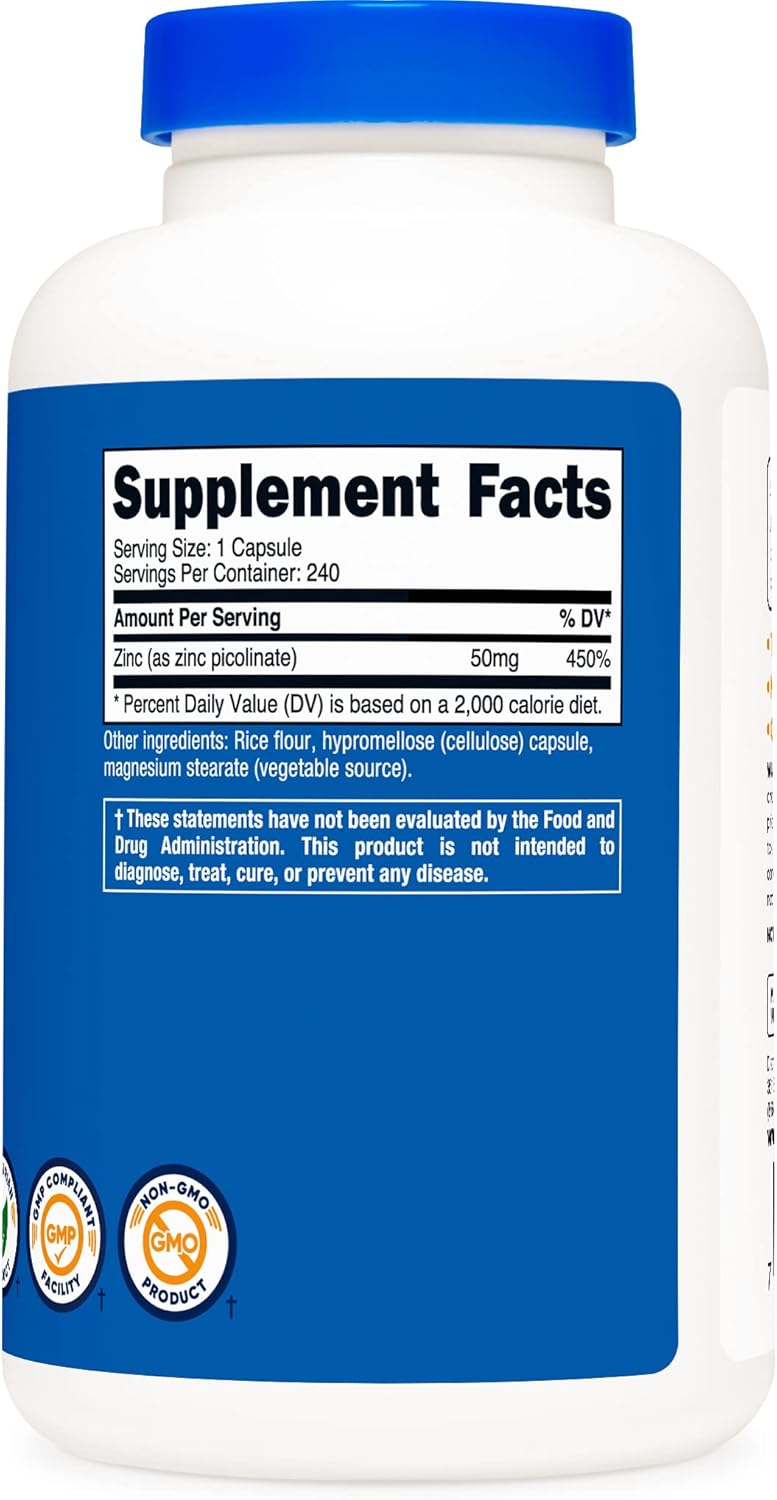 2 Bottles of Nutricost Zinc Picolinate 50mg - 240 Vegetarian Capsules, Gluten Free & Non-GMO