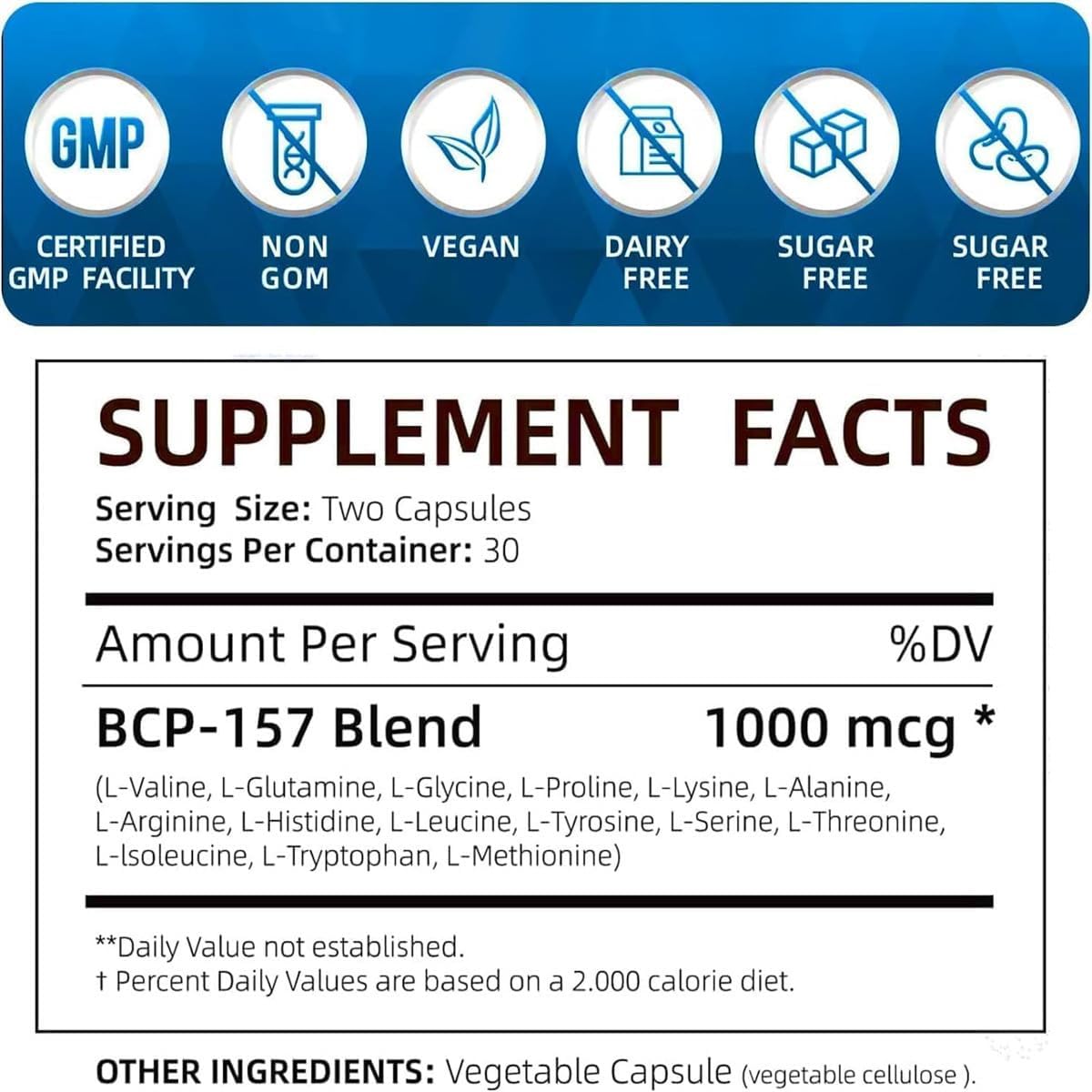 2 Bottles Peabloom BPC-157 Peptide Capsules - 1000mcg, 2-Month Supply - Non-GMO, Gluten Free - 60 Capsules