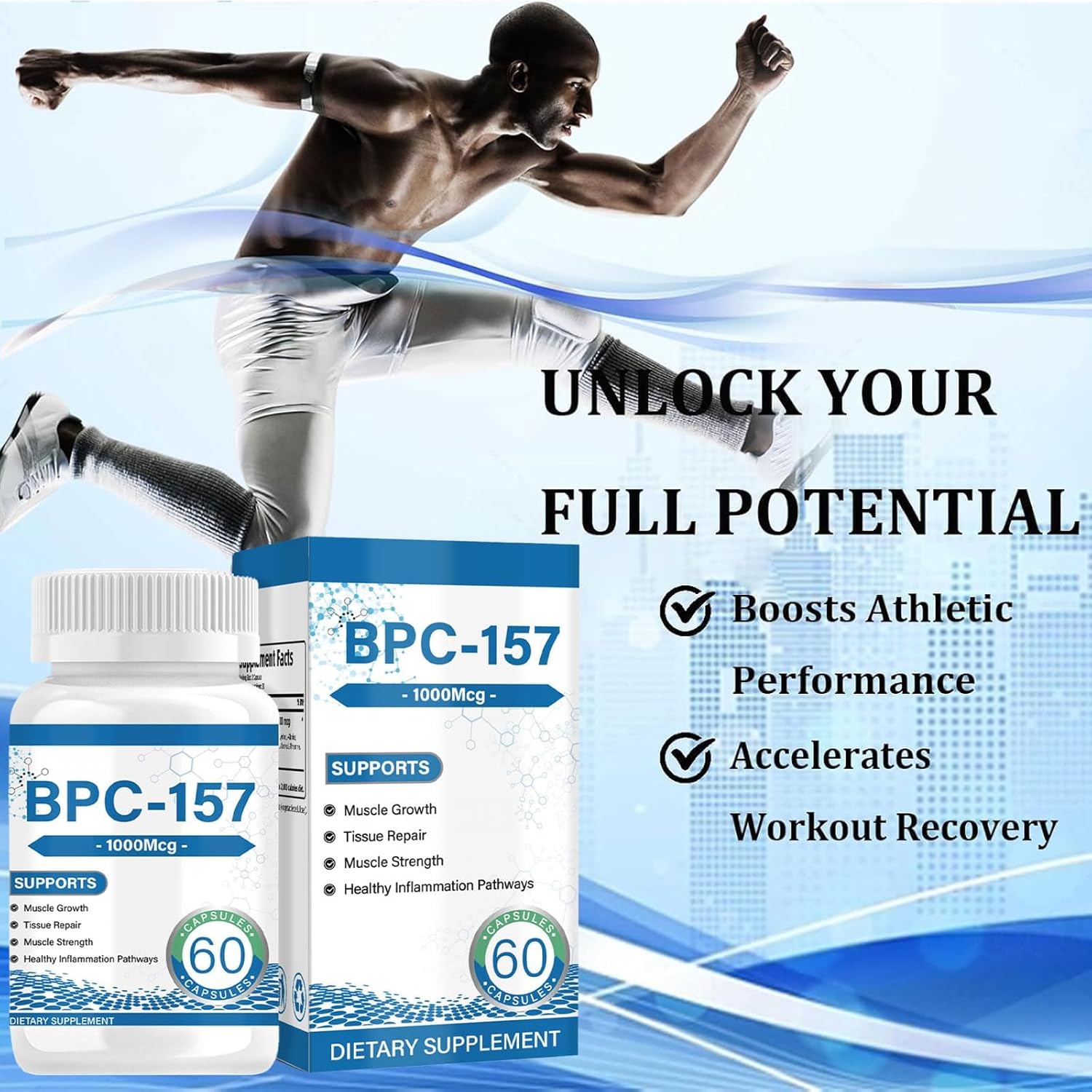2 Bottles Peabloom BPC-157 Peptide Capsules - 1000mcg, 2-Month Supply - Non-GMO, Gluten Free - 60 Capsules