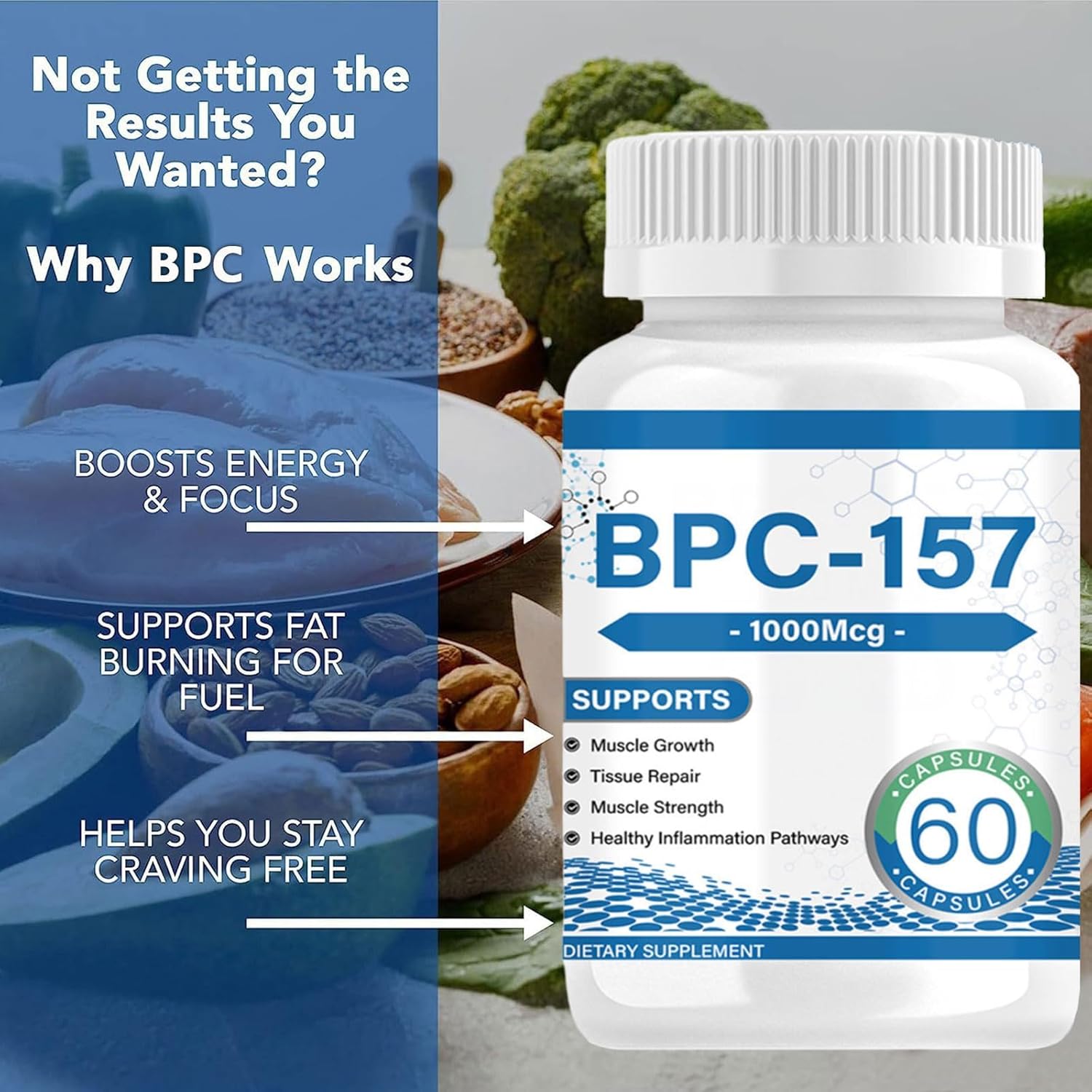 2 Bottles Peabloom BPC-157 Peptide Capsules - 1000mcg, 2-Month Supply - Non-GMO, Gluten Free - 60 Capsules