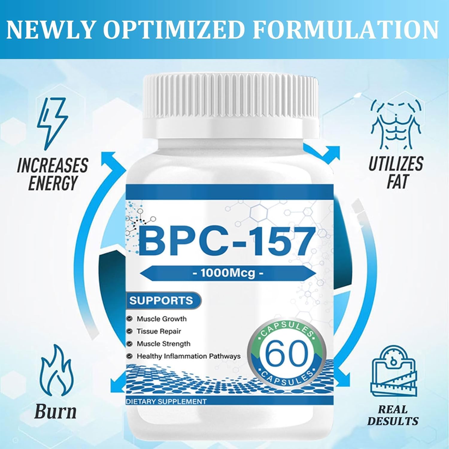 2 Bottles Peabloom BPC-157 Peptide Capsules - 1000mcg, 2-Month Supply - Non-GMO, Gluten Free - 60 Capsules