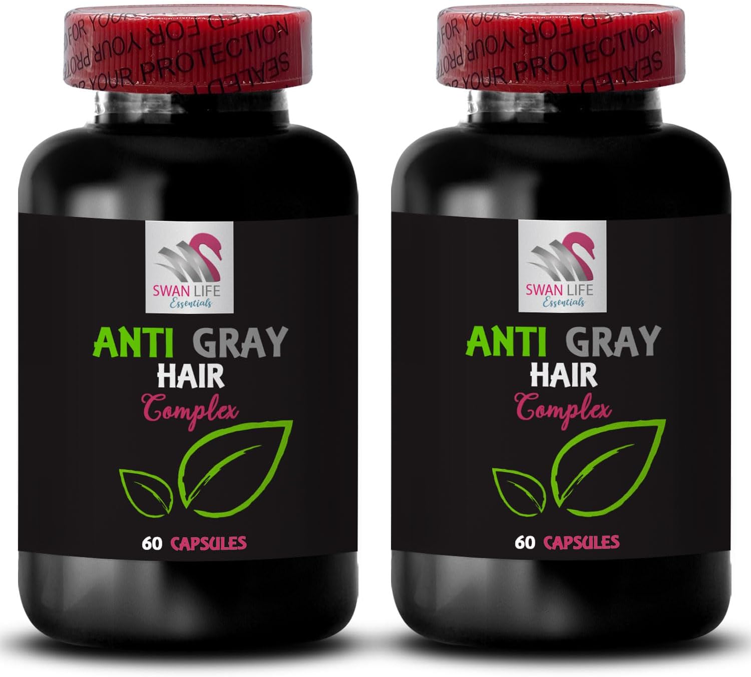 2 Bottles SWAN LIFE ESSENTIALS Anti Gray Hair Complex Supplement for Vibrant, Youthful Hair - Reduce Gray Hair, Enhance Natural Color, Promote Hair Vibrancy - 120 Capsules