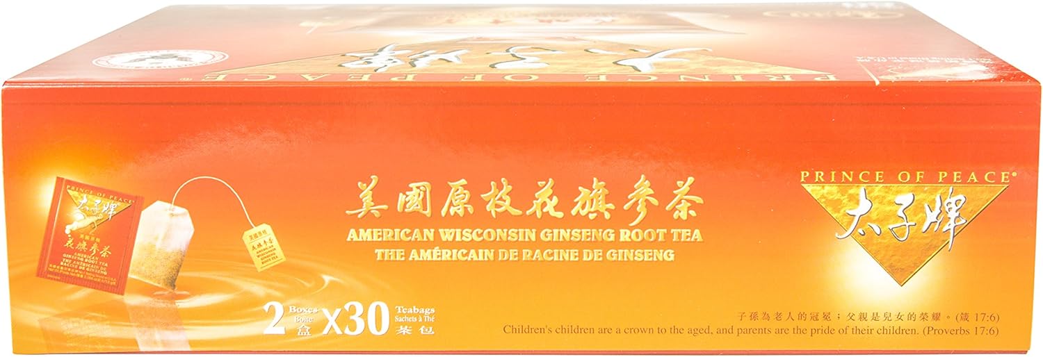 2 Boxes of Prince of Peace American Wisconsin Ginseng Root Tea - 30 Teabags per Box