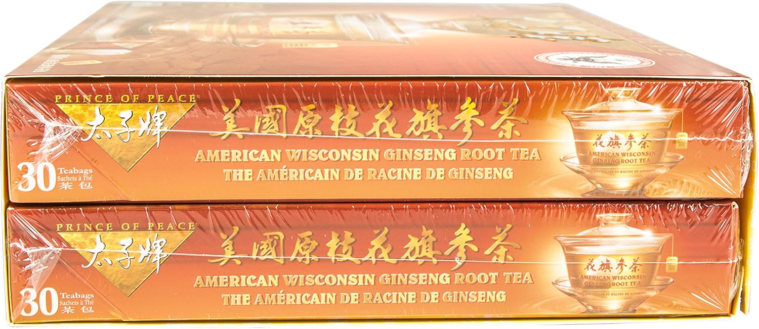 2 Boxes of Prince of Peace American Wisconsin Ginseng Root Tea - 30 Teabags per Box