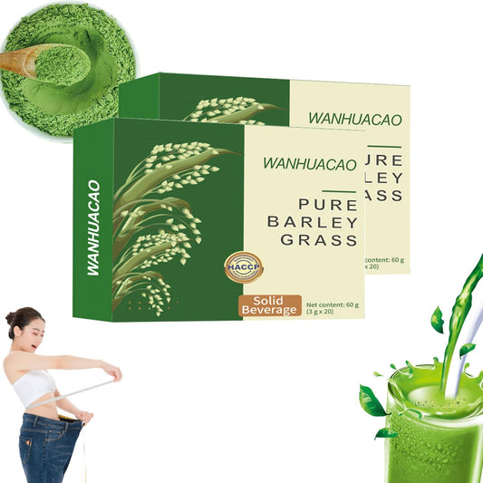 2 Boxes of Pure Organic Barley Grass Juice Powder - 40 Bags, Daily Greens Booster with Iron, Vitamin C & E for Men & Women