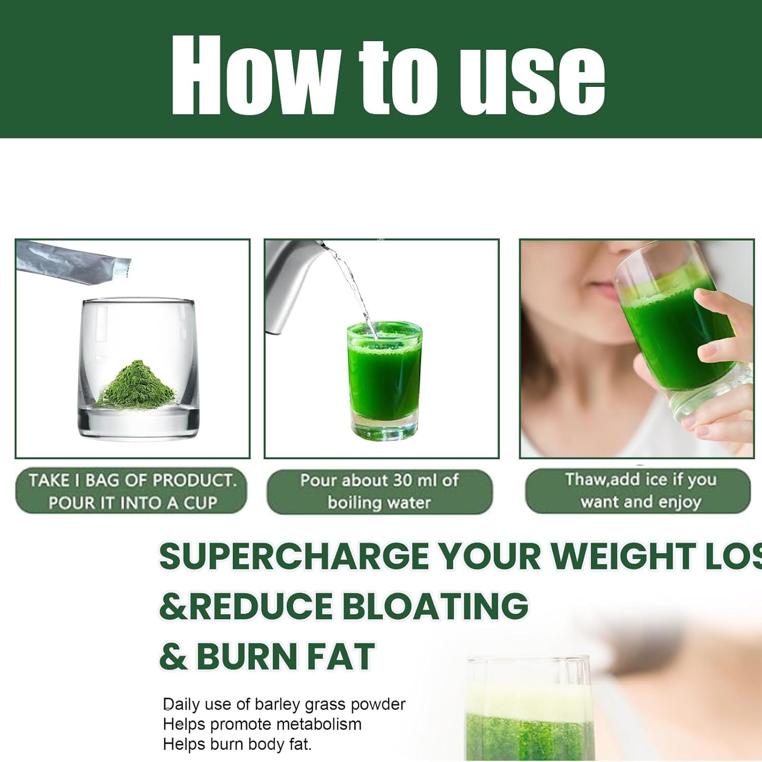 2 Boxes of Pure Organic Barley Grass Juice Powder - 40 Bags, Daily Greens Booster with Iron, Vitamin C & E for Men & Women