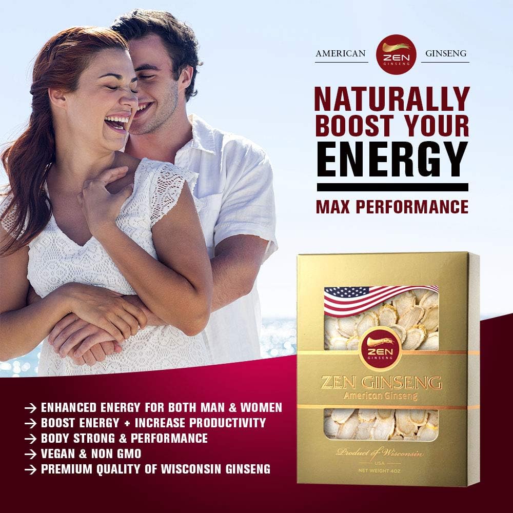 2 Boxes of Zen Ginseng Wisconsin Ginseng Slices - Boost Energy, Performance, & Mental Health - 8 Oz Total