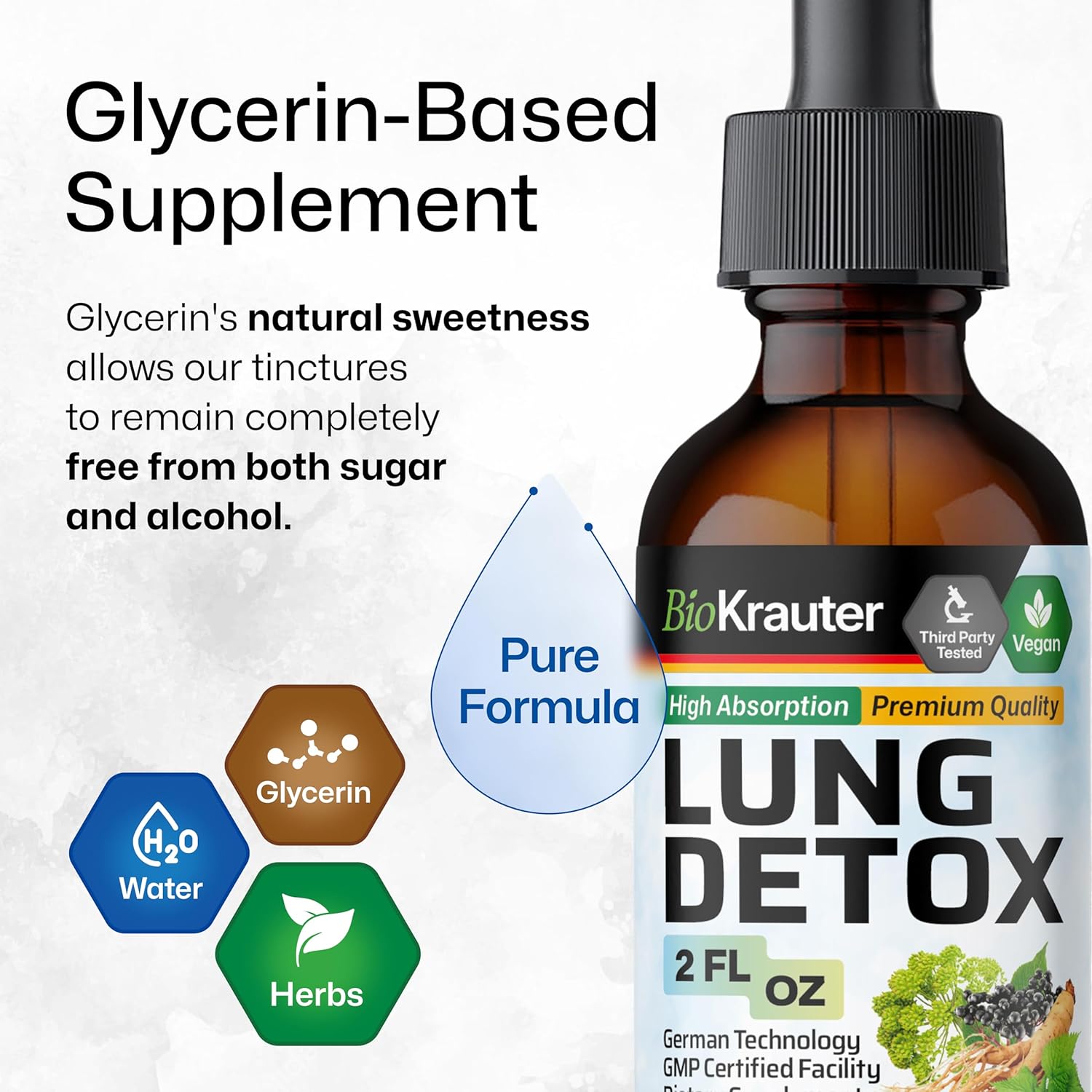 2 Fl. Oz. BIO KRAUTER Chlorophyll and Lung Detox Tincture for Respiratory Health