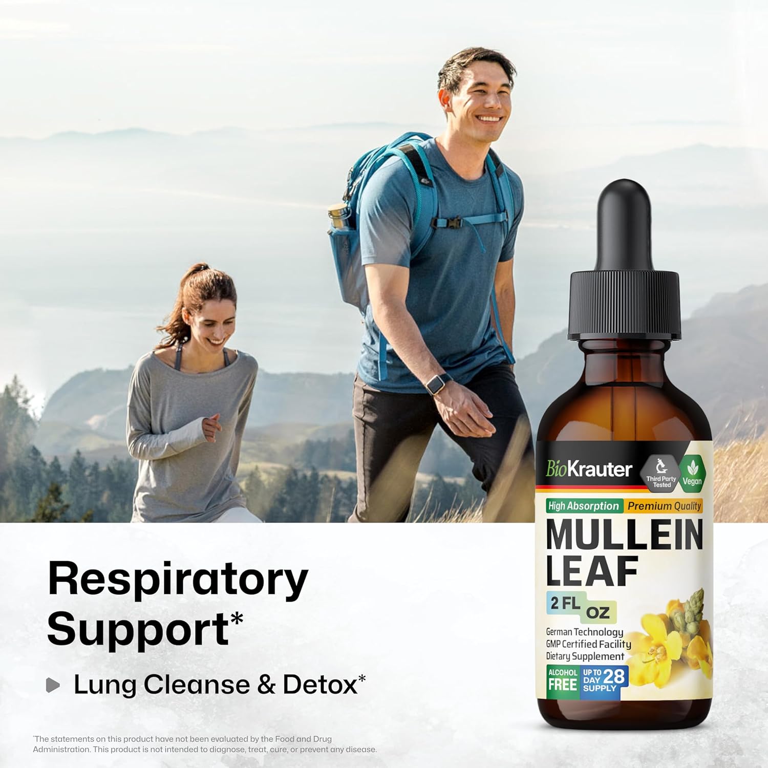2 Fl. Oz. BIO KRAUTER Chlorophyll and Mullein Tincture Set for Natural Wellness